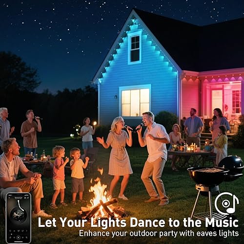 Miniatura 4 de Luces permanentes para exteriores de 100 pies, impermeables, luces RGB inteligentes con aplicacióncontrol remoto, modos de escena de bricolaje,