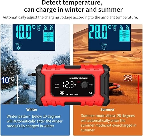 Miniatura 9 de Cargador de batería de automóvil, cargador inteligente de batería de 12 V 6 A, desulfatador de mantenimiento de batería automotriz de 12 V con