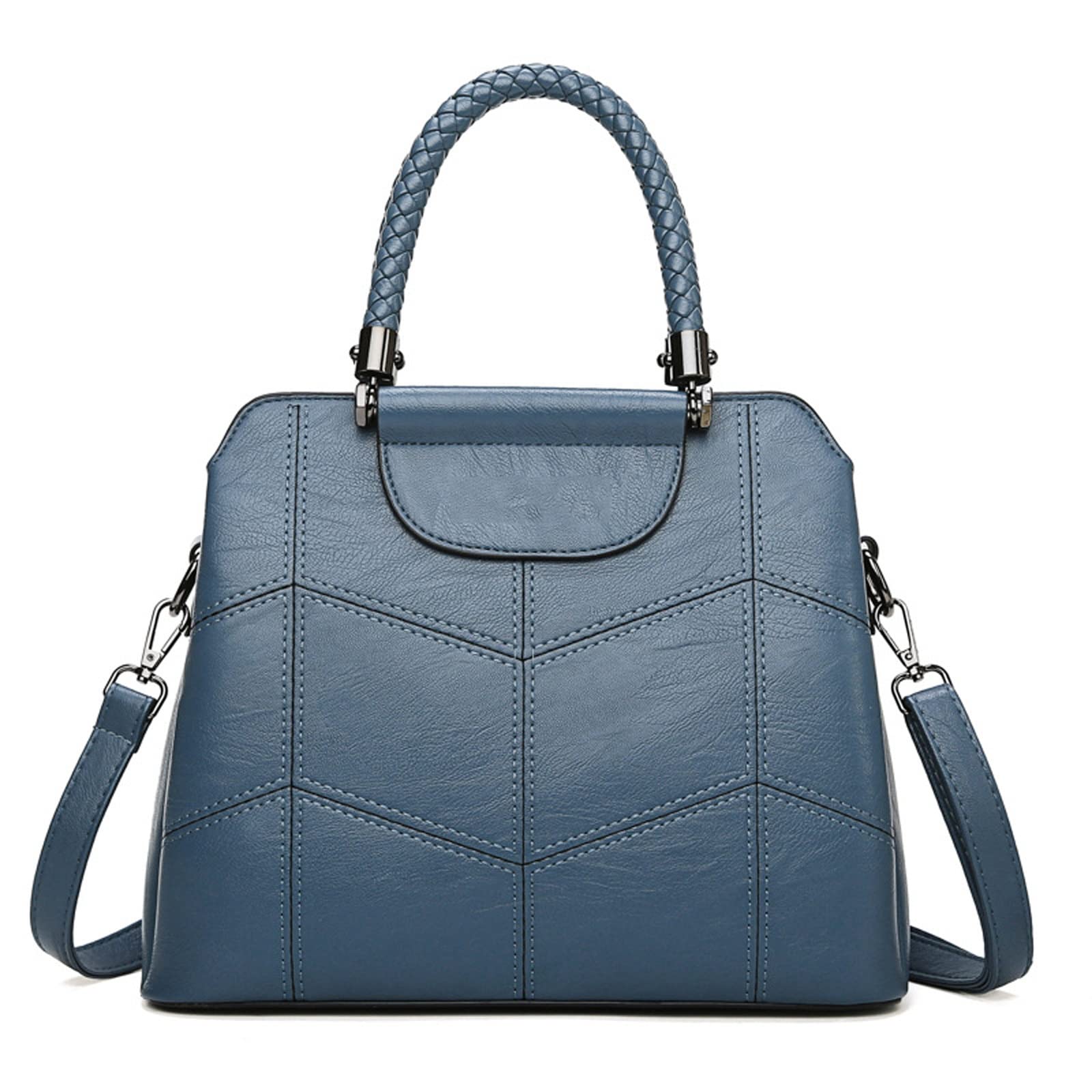 DieffematicDJB Bolso Mujer Bolsos de Cuero Bolsos de Mujer, Hilo Bordado Bolso Multicapa de múltiples Capas, Bolso de Mensajero de Cuero Suave de Gran Capacidad para Mujer (Color : Blue)