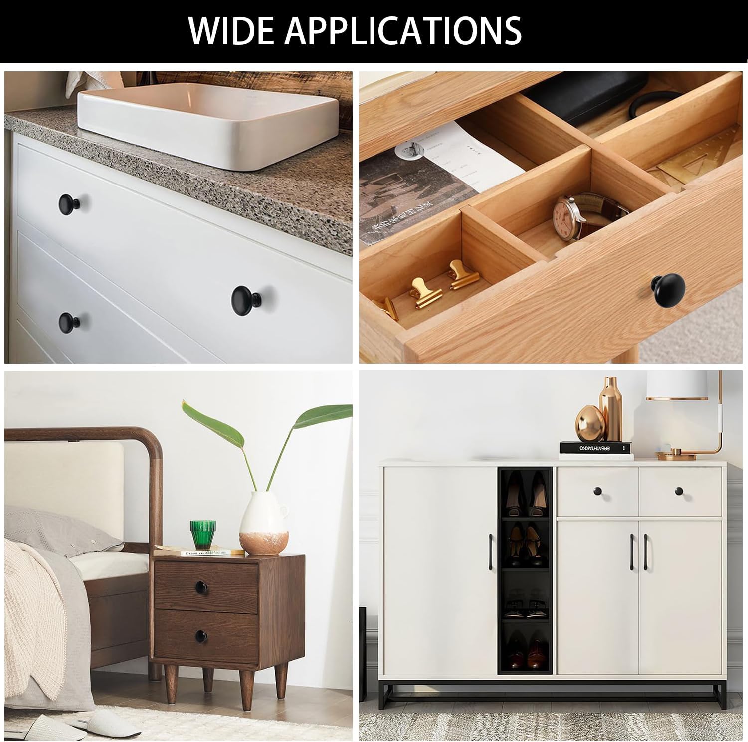 Coraltree 10 Pack Kitchen Cabinet Knobs and Pulls - Matte Black Zinc Drawer Handles, Rust-Resistant Kitchen Bathroom Hardware with Screws for Dresser Vanity Cupboards