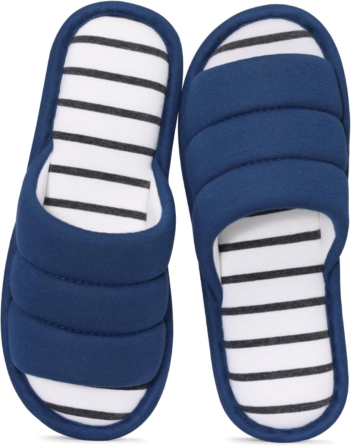Open Toe House Slippers for Women Men Soft Cotton Indoor Shoes Memory Foam Slip On bedroom Slippers