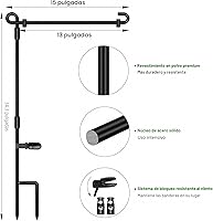 Vista 3 de HOOSUN - Soporte de bandera de jardín, soporte de bandera de jardín de alta calidad, poste de metal con revestimiento en polvo resistente a