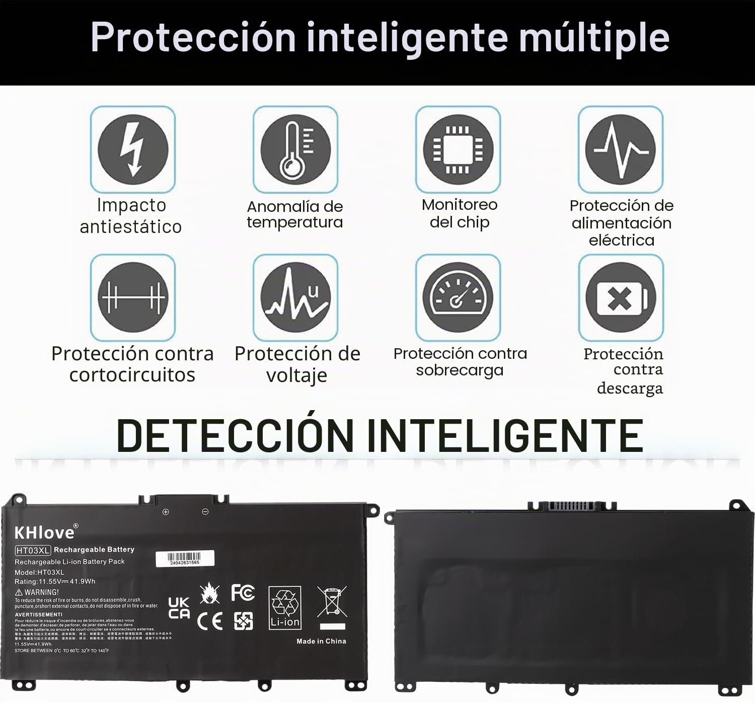 HT03XL L11119-855 Laptop Batería para HP Pavilion 14-CD 14-CE 14-CF 14-CK 14-cm 14Q-CS 14Q-CY 14S-CF 14S-CR 15-CS 15-DA 15-DB 15-DW 15G-DR 17-by 17-CA L11421-542/2C2 HSTNN-LB8M HSTNN-DB8R