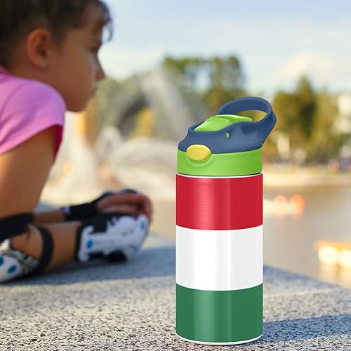 Miniatura 6 de MCHIVER Hungarian Flag - Botella de agua para niños con popote aislado de acero inoxidable, termo para la escuela y niñas, sin BPA, 12 onzas, parte