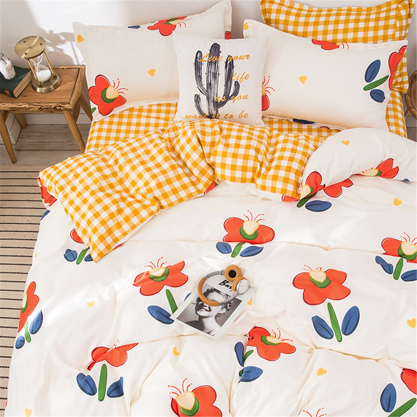 Housse de couette fleurs avec fermeture éclair pour un lit impeccable sans effort