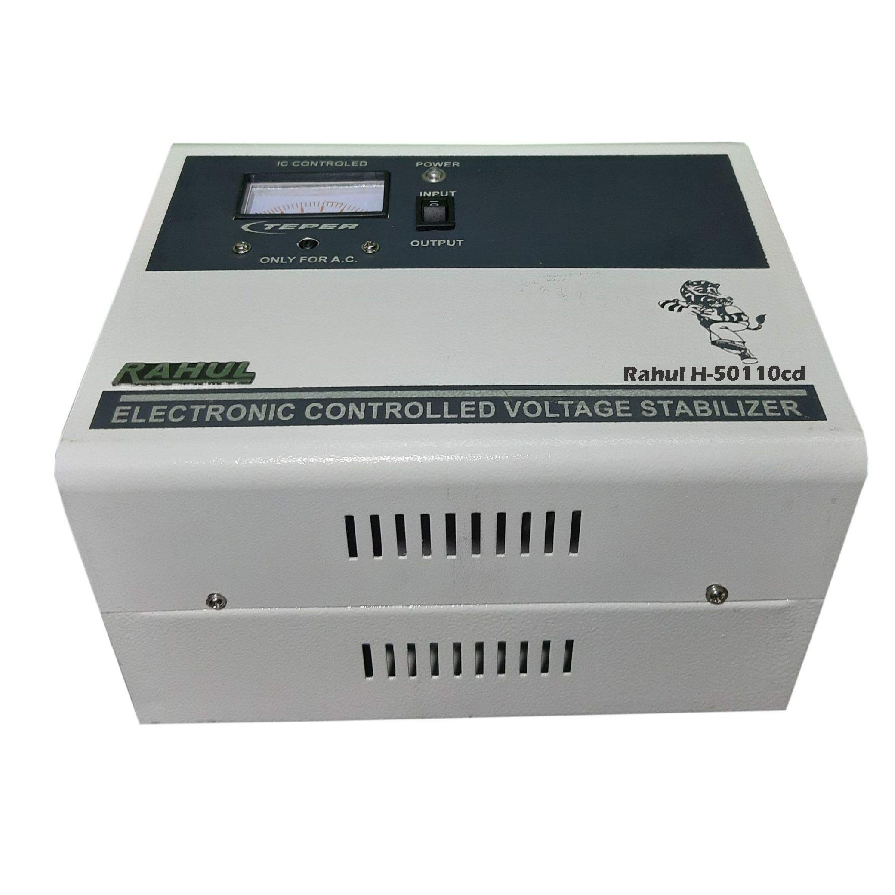 Rahul H-50110cd in Put 100-280 Volt,5 Booster,Best Suitable for 2 Tonns Air Conditioners,If You Use Anything Other Than AC,Then Only Load a Maximum of 10 Amps,Automatic Copper Voltage Stabilizer 3