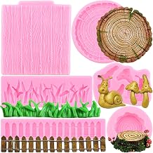 Mujiang Green Grass Garden Picket Fence Silicone Molds Tree Stump Bark Texture Mushroom Snail Fondant Mold For Cake Decorating Cupcake Topper Sugar Candy Chocolate Gum Paste Set Of 6