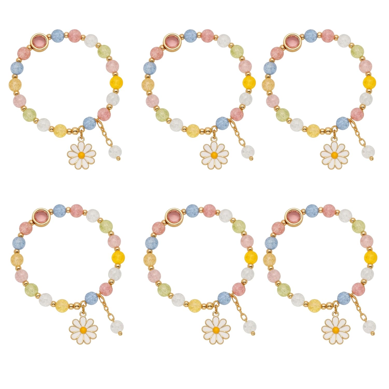 Beaded Flower Charm Bracelet for Girls & Women Stylish | Anti Tarnish Bracelets | Beaded Bracelets Combo | Cute Bracelet for Kids, Women & Gift Pack