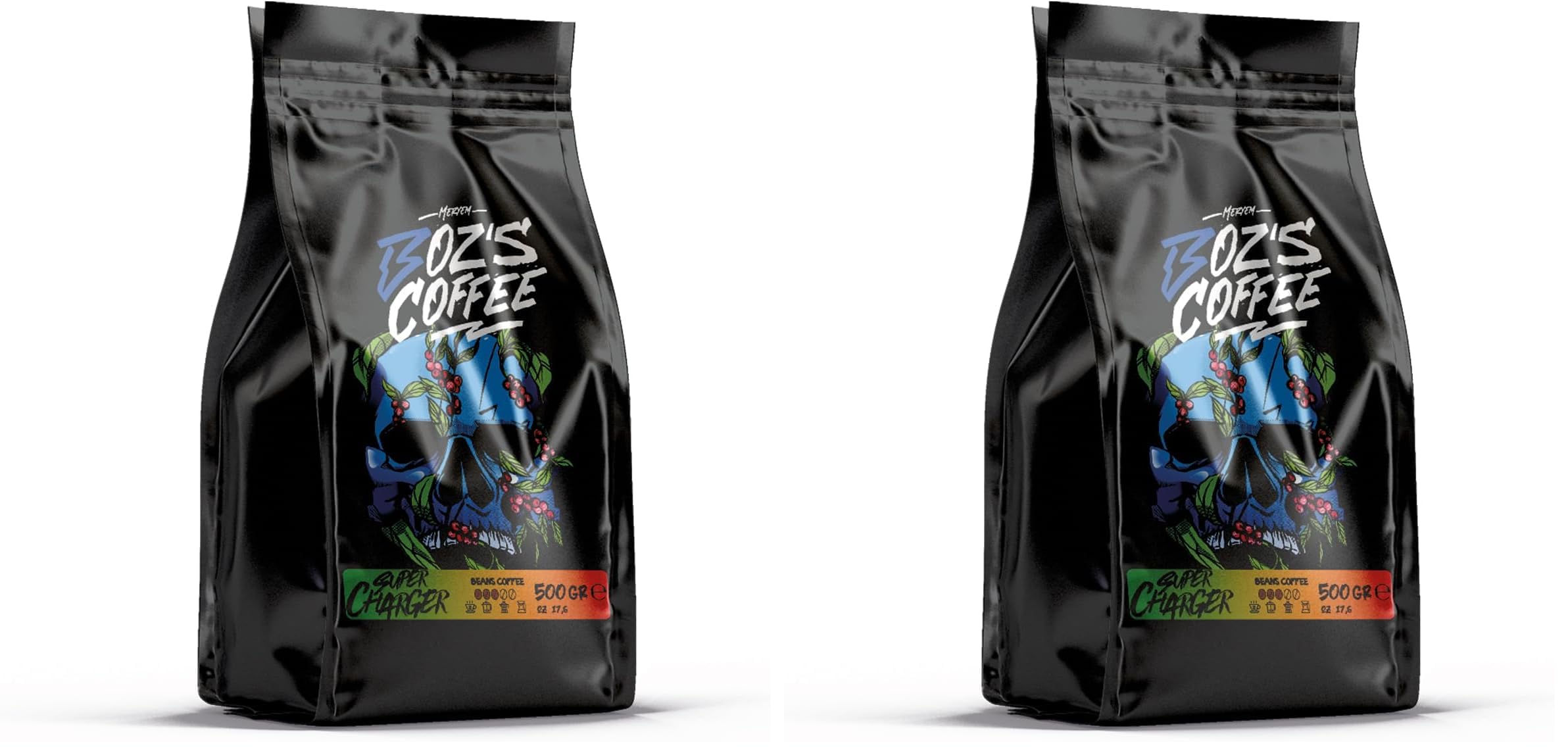 Meryem Boz's Coffee Super Charger Çekirdek Kahve, Orta Kavrulmuş, Yüksek Kafeinli, Sporcu Kahvesi, 500 g (2 paketi)