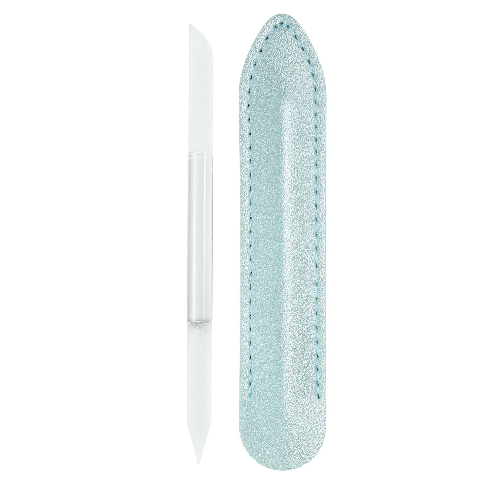 HARFINGTON Glass Cuticle Pusher Tool Dual Ended Manicure Stick, White Green