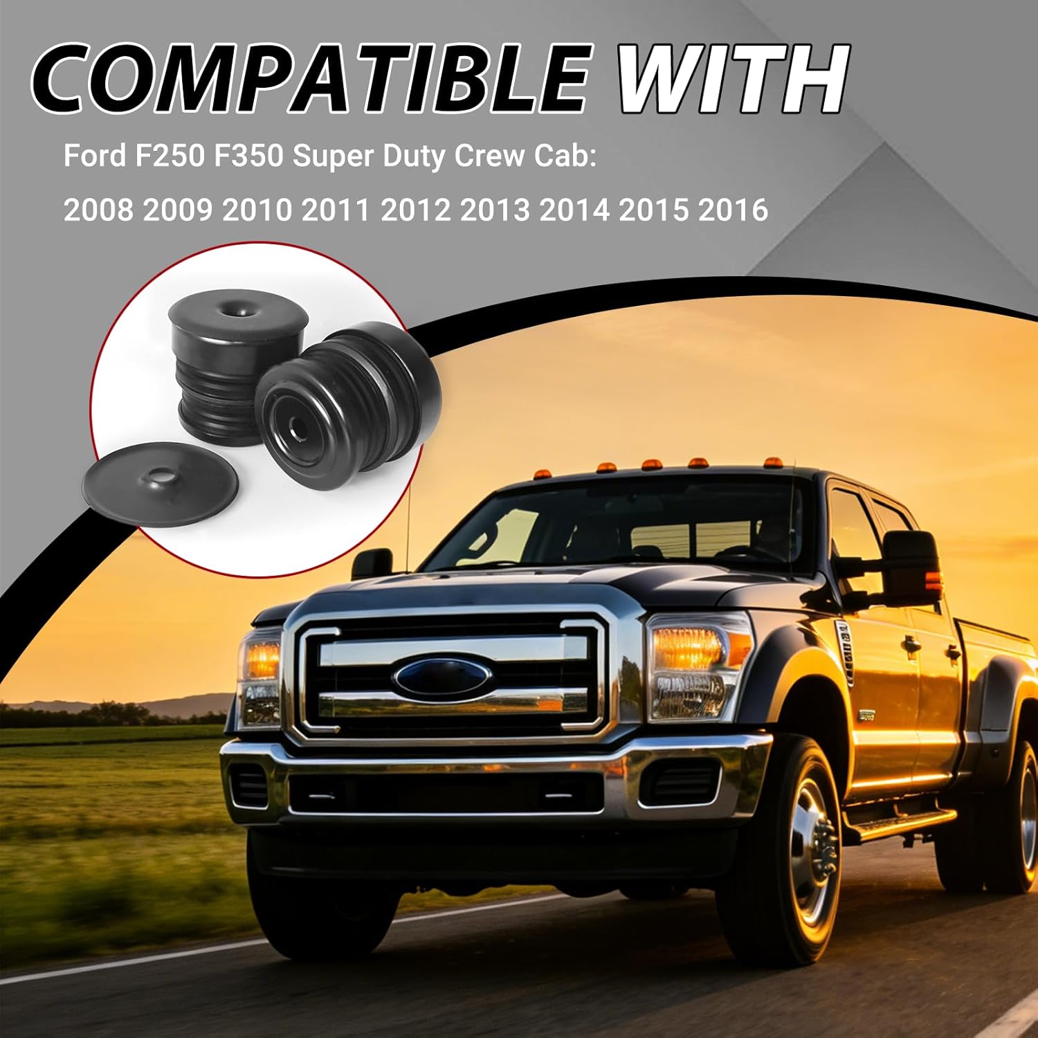 Body Cab Mount Bushing Bolt Kits Compatible with 2008-2016 Ford F250 F350 Super Duty Crew Cab 2WD 4WD Silicone Body Cab Mount Bolt Replace 13848
