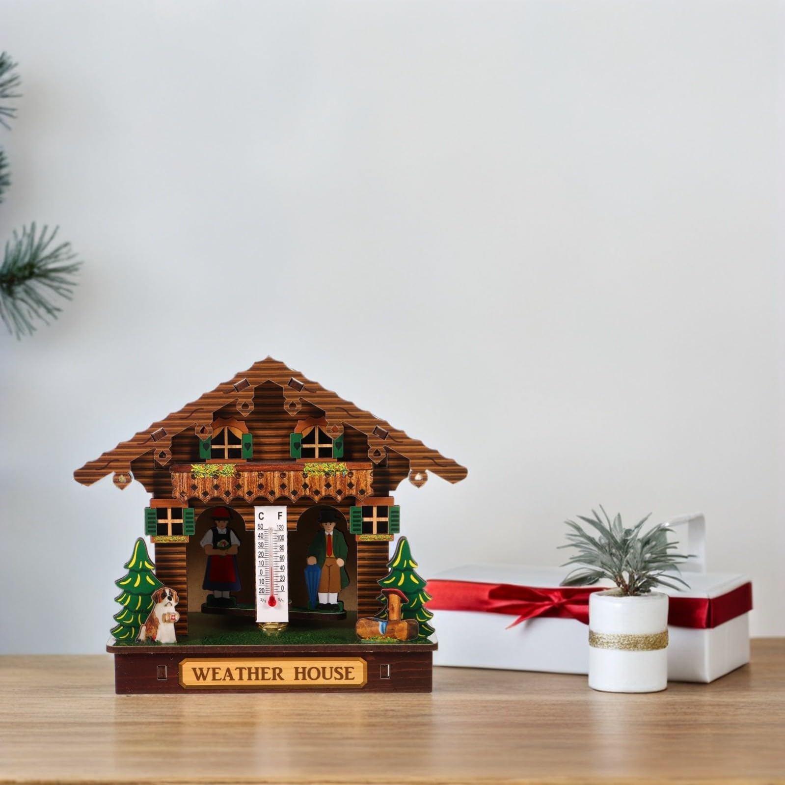 Barometro Termometro da Parete in Legno per Uso Interno ed Esterno con Igrometro Preciso Design Elegante per Casa e Spazi Sauna