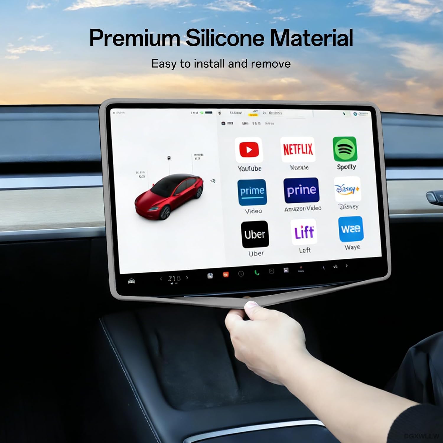 2Pcs Protector Trim Frames for Tesla Model Y Model 3 Model Y L | Fits Model Y/3 2016-2026 Juniper/Highland/Y L, Center Control Screen Edge Silicone Protector Rear view Cover Accessories Gray