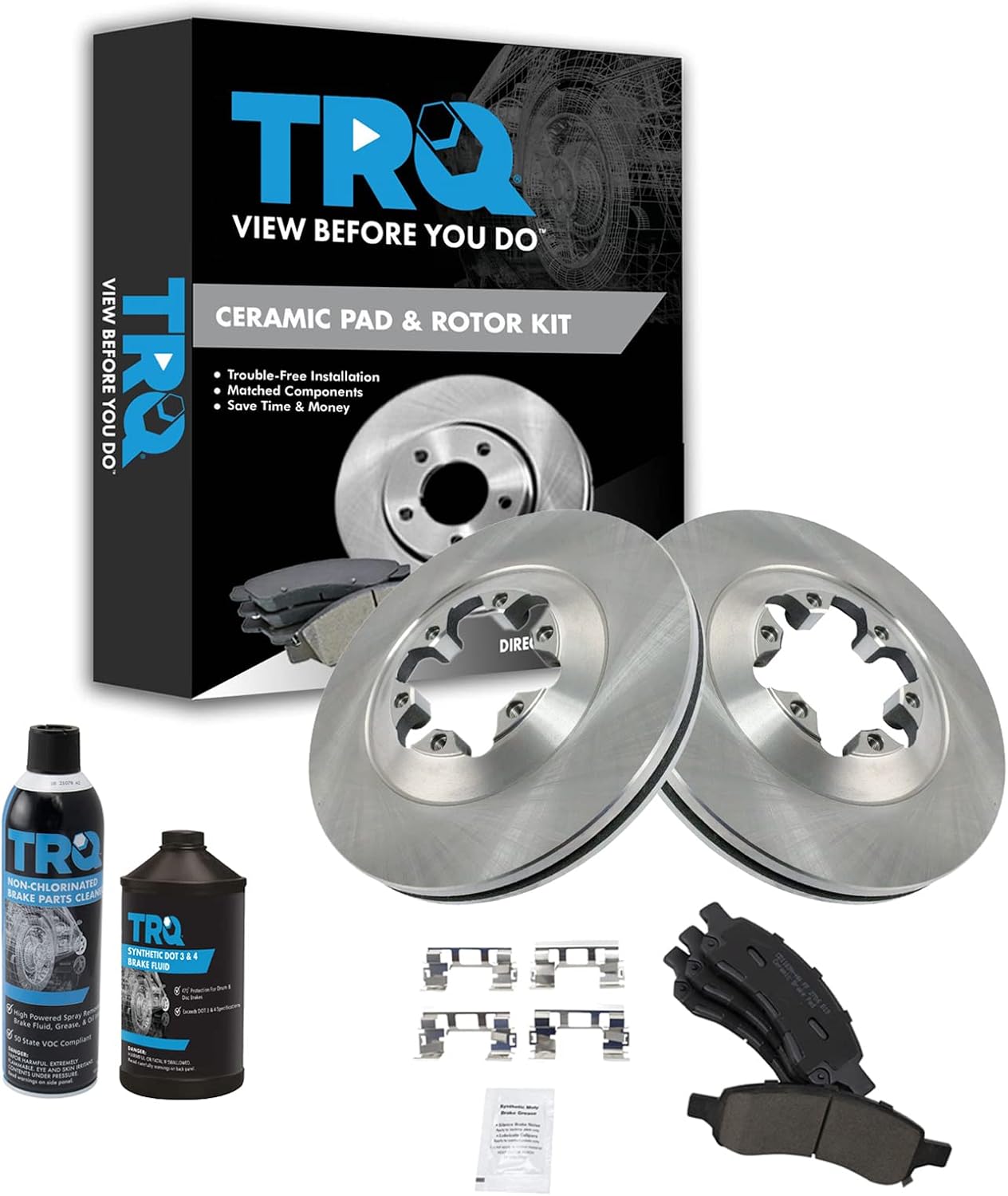 TRQ Front Brake Pad & Rotor Kit Brake Chemical Kit Brake Pads Brake Rotor Ceramic Compatible with 2009-2012 Chevrolet Colorado GMC Canyon