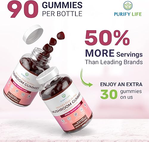 Miniatura 7 de Purify Life Paquete de gomitas de complejo de hongos y palma enana americana, apoyo inmunológico, suplementos de próstata de palma enana americana