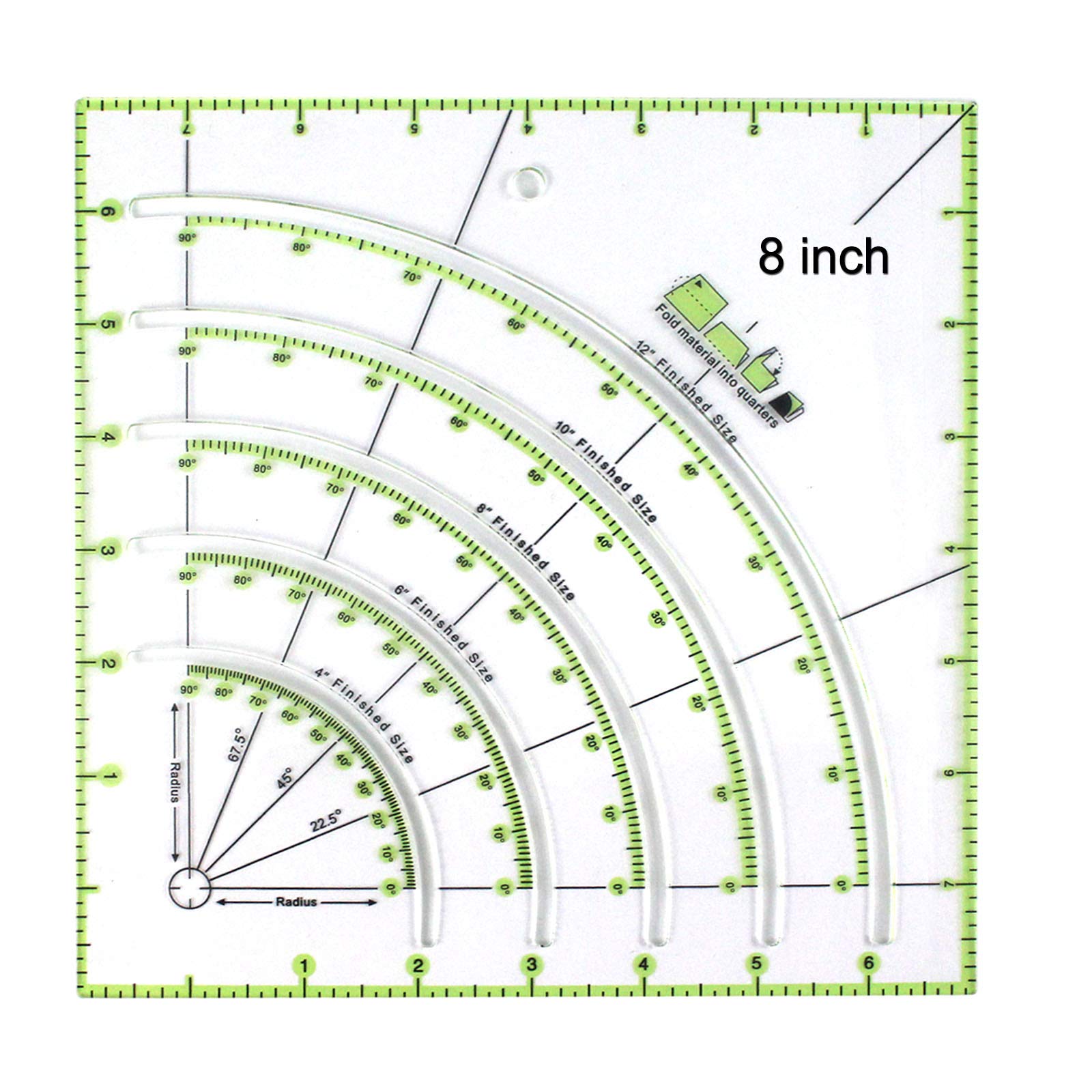 8 Inches Multifunctional Arc Cutting Patchwork Rulers Acrylic Quilt Circle Cutter Rulers Cloth Cutting Rulers Templates