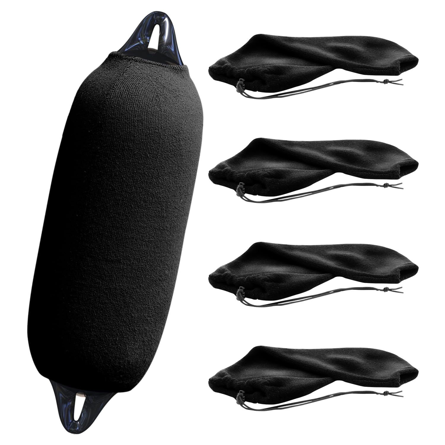Boat Fender Covers 4 Pack - Fits 6.5" Boat Fenders - Black Boat Bumpers - Ultimate Protection - Durable Bumper Covers - Marine Bumpers - Add Style to Your Boat