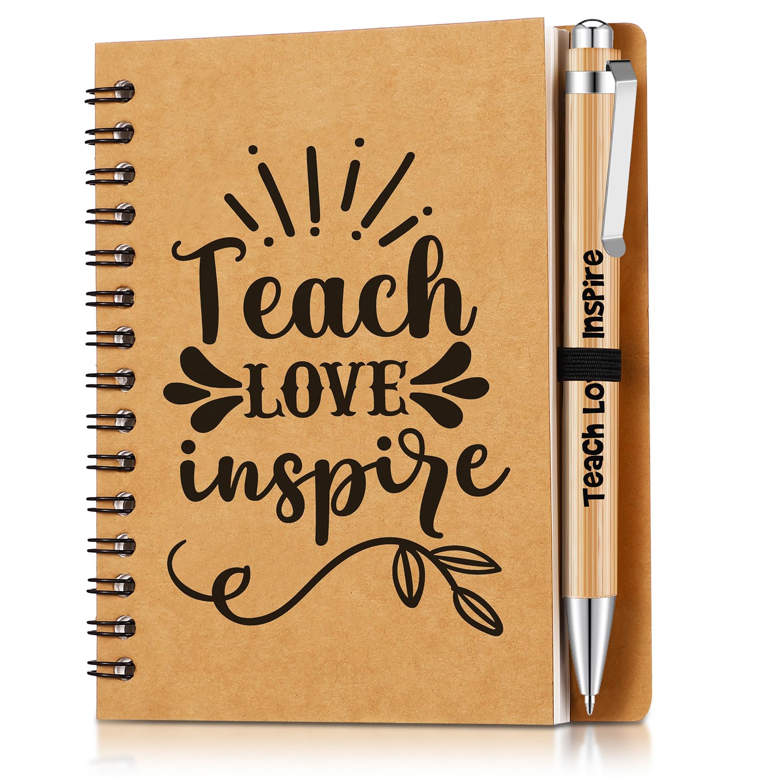 Dianelhall 2 Pcs Thank You Teacher Gift Notebook Teach Love Inspire Notepad Ballpoint Pen Leaving Gifts for Colleagues Women Coworker Employee Appreciation โ image 1
