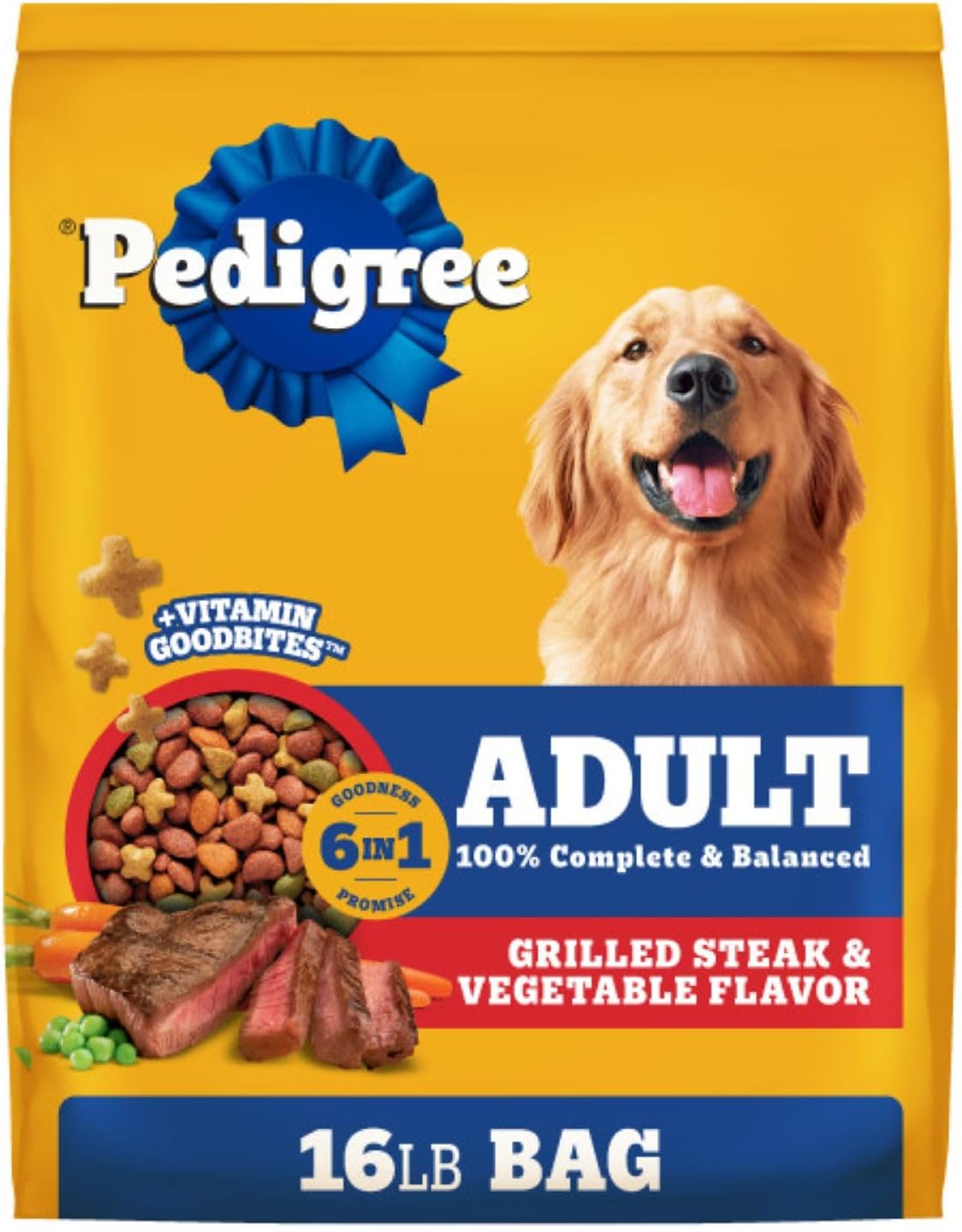 Complete Nutrition Adult Dry Dog Food Grilled Steak & Vegetable Flavor Dog Kibble, 16 lb. Bag