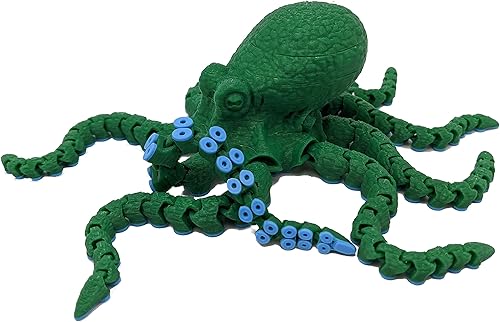 Miniatura 5 de 3D Printed Octopus - Customizable, Made to Order Articulated Animal Model (Small, Purple with Lime Green Tentacles)