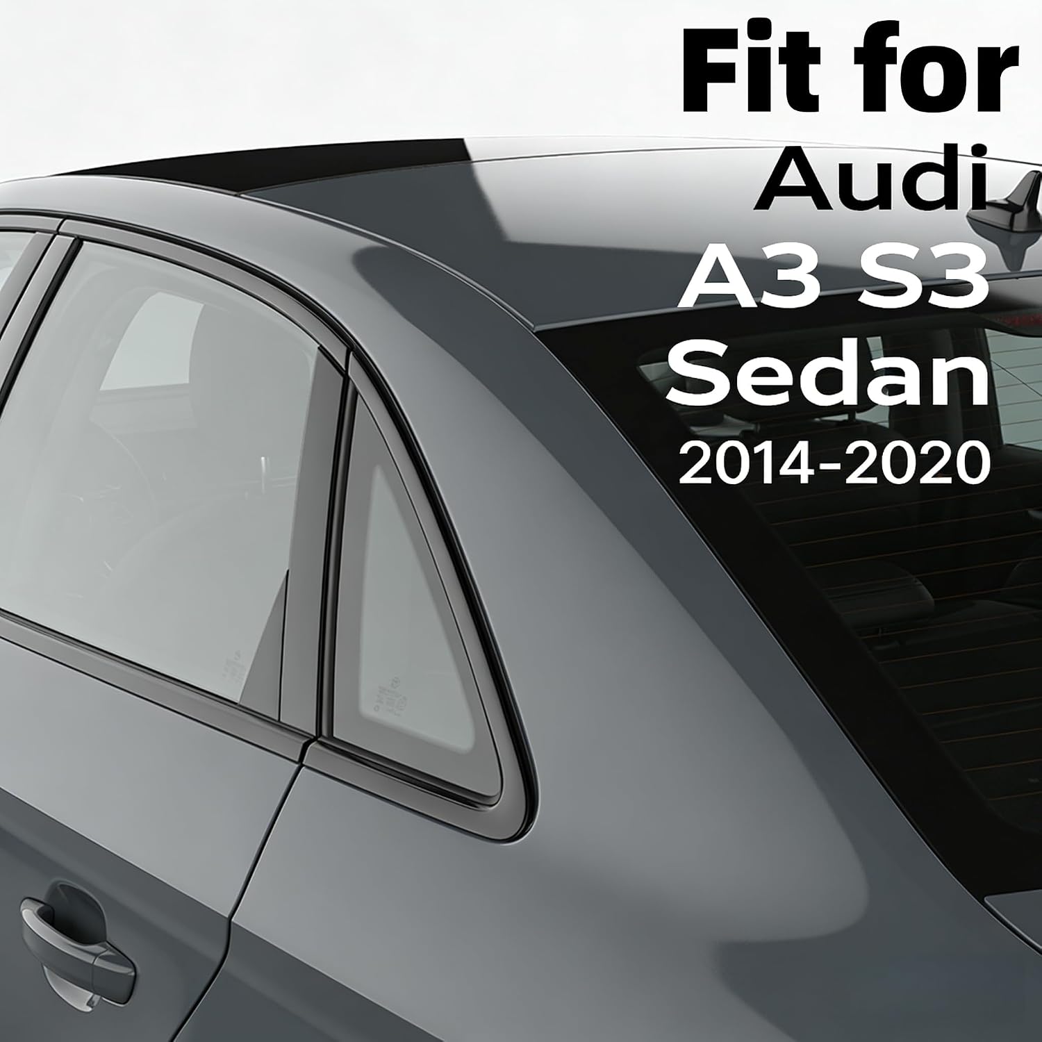 time secret Stainless Steel Window Trim Chrome Delete for Audi A3 S3 Sedan 2014-2020，Gloss Black Window Trim Cover Blackout Molding