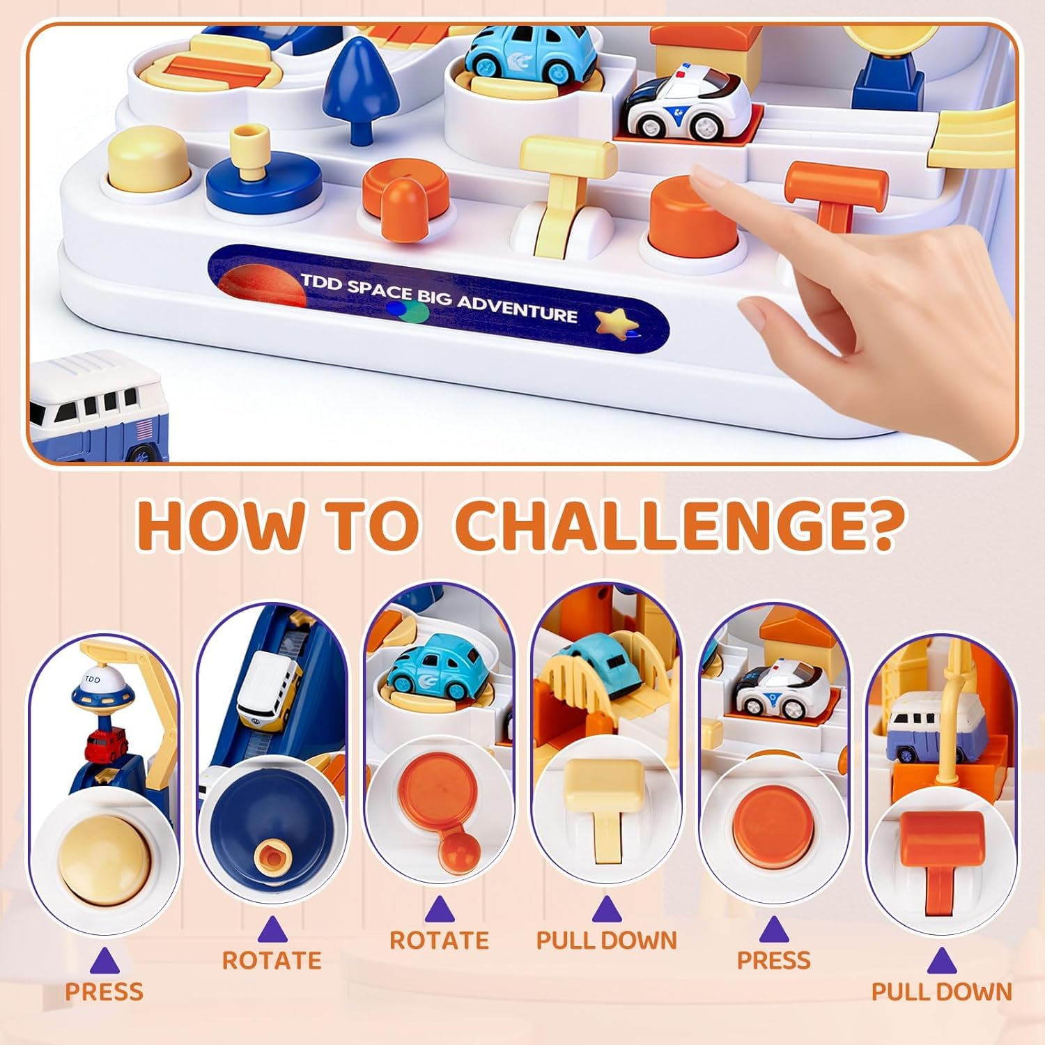Pista Macchinine Giochi,Gioco di Avventura,Macchinine per Bambini,giocattolo educativo Montessori,adatto a ragazzi e ragazze,regalo per Natale e compleanno,adatto per bambini dai 3 ai 8 anni