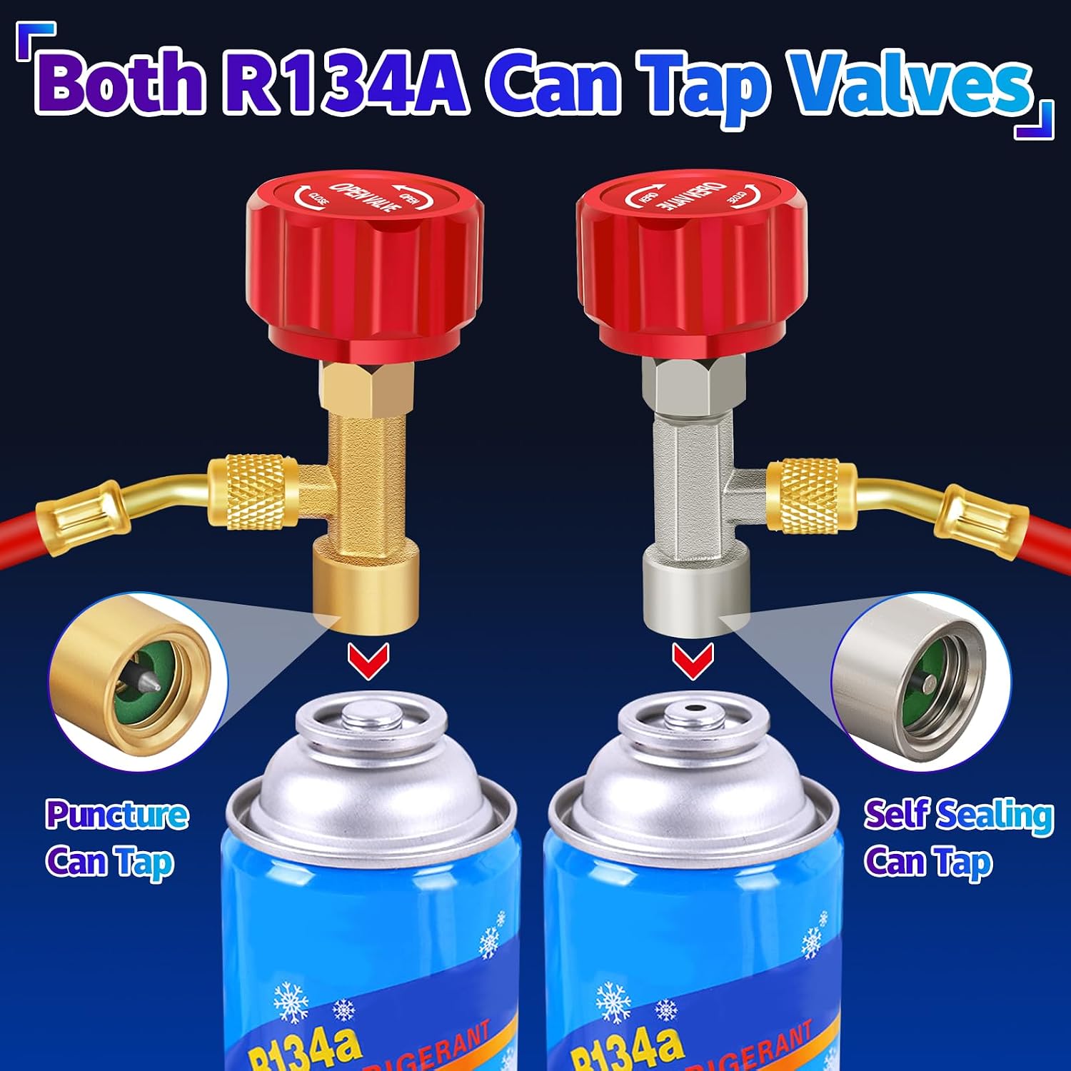Boltigen AC Car R134a Adapter Kit, R134a Refrigerant Hose Conversion Kit with R134a Quick Couplers, R134a Self Sealing and Puncture Can Taps, Tank Adapter, Valve Core Remover