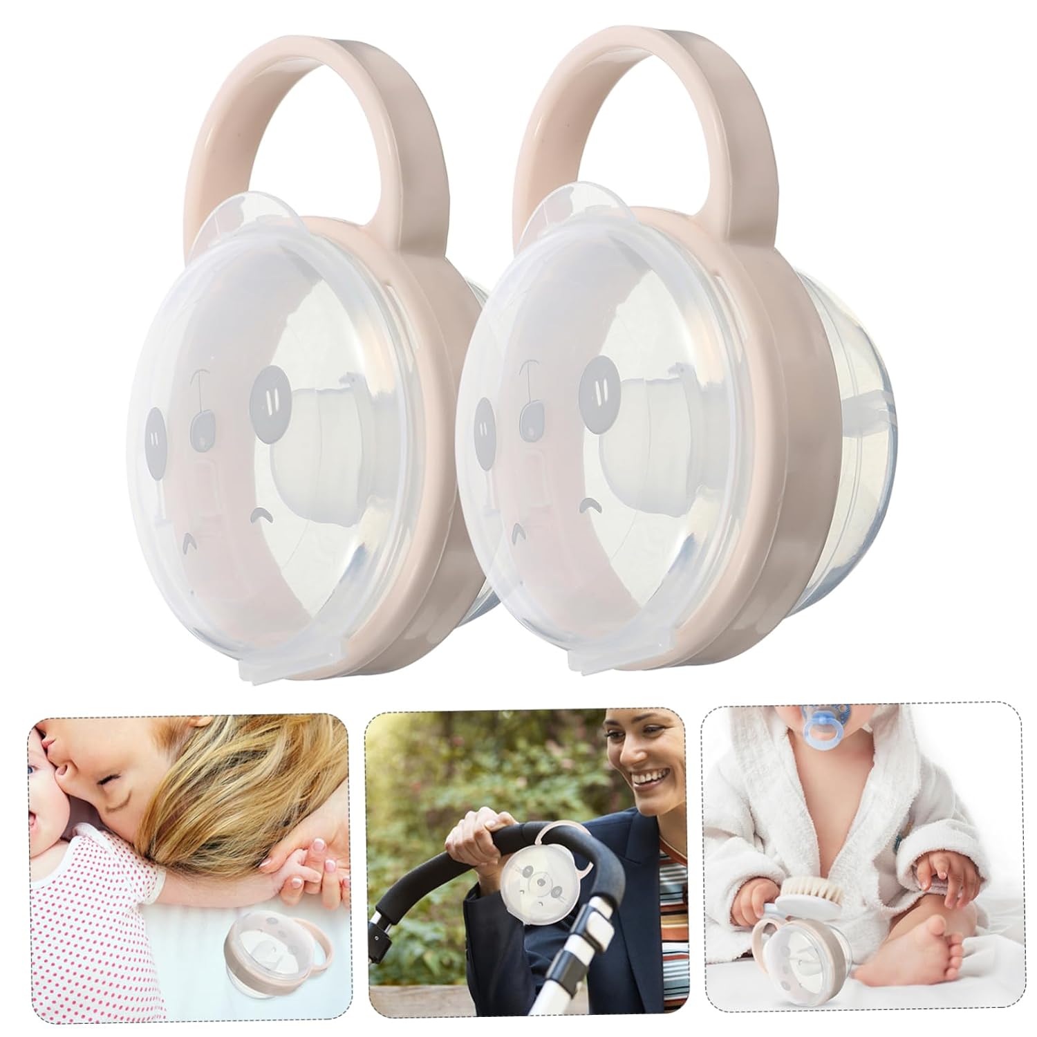 SECFOU 2 Pack Portable Pacifier Holder Case Travel-Friendly Storage for Breastfed Pacifiers Store