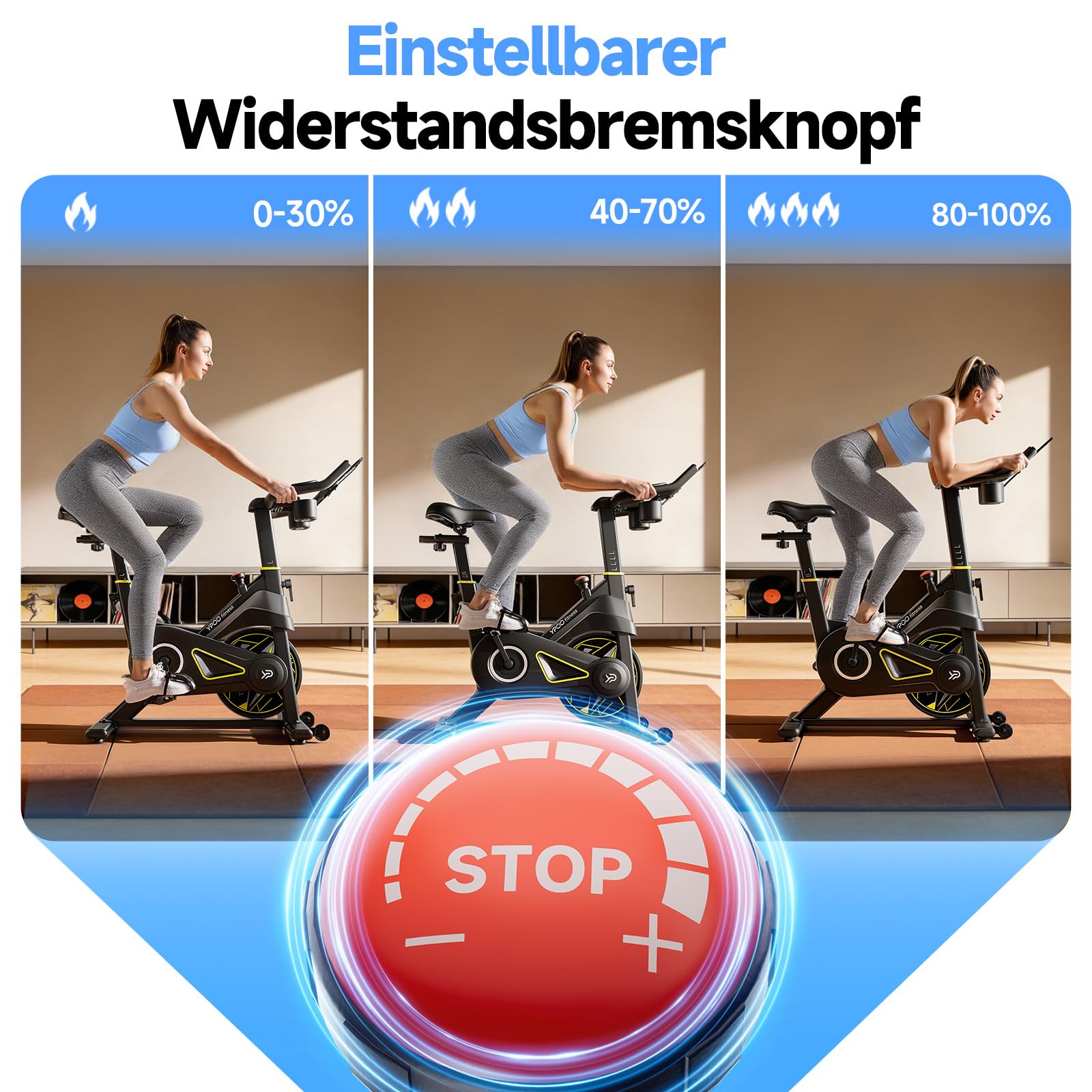 YPOO X3 Ergometer Heimtrainer Fahrrad - Leises Indoor Cycling Bike mit Magnetwiderstand (0-100%), App-Steuerung, 136kg Belastbarkeit, Fitnessbike für Zuhause mit Tablet-Halterung & bequemem Sitz