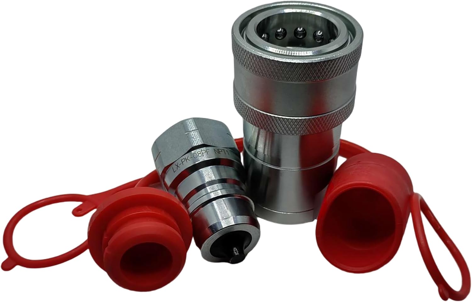 1-Set 1" Ag ISO5675 Carbon Steel Hydraulic Quick Disconnect Coupling/Coupler Poppet Valve，Pioneer Type, Set w/Dust Cap