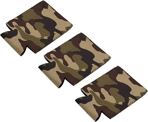 MECCANIXITY Fundas de neopreno plegables aisladas de 0.102in de grosor para botellas delgadas de 12 onzas, camuflaje, paquete de 3