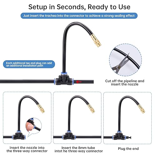 Miniatura 3 de Kit de riego automático por goteo de 360, boquilla de pulverización universal ajustable, sistema de atomización de cobre resistente para