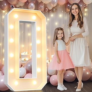 Pooqla 4 FT Light Up Marquee Numbers, Marquee Number Lights 4 Feet Tall for 10th 50th Birthday, Giant Letter Sign Big Mosaic Numbers for Balloons Party Anniversary Wedding Decorations, Number 0