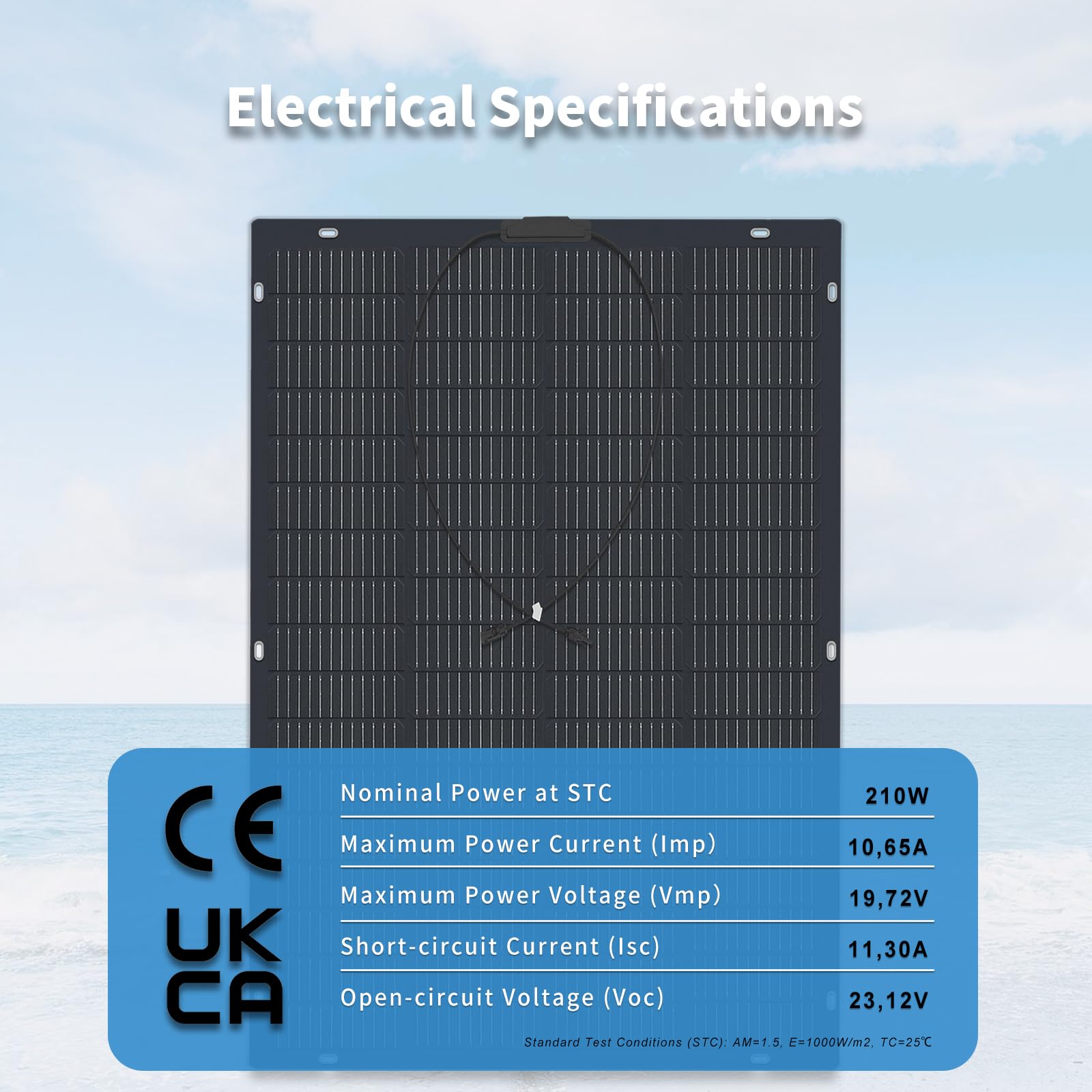 Modulo solare flessibile FIREFLY ENERGY 210W - Modulo solare monocristallino, modulo fotovoltaico, modulo solare per camper, barche, tetti