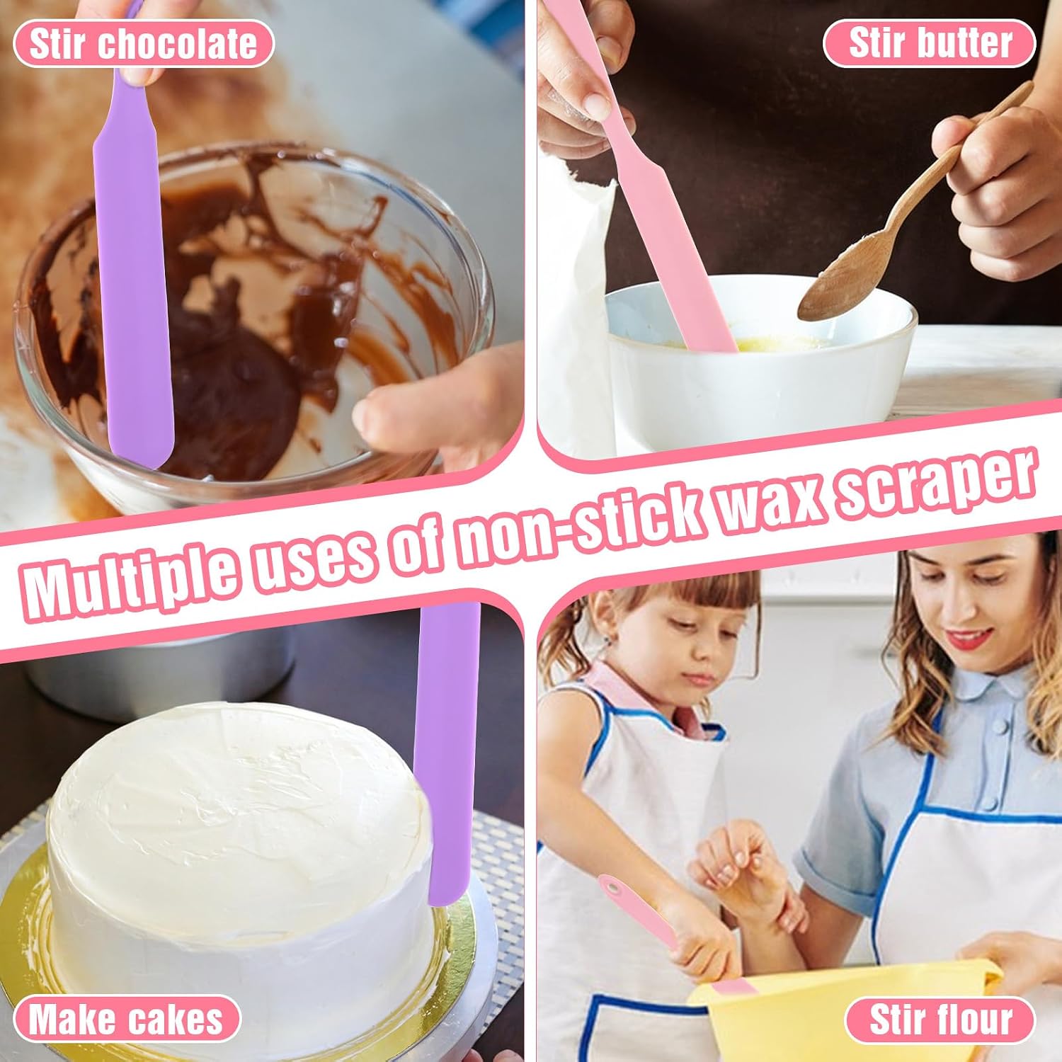 4PCS Silicone Wax Applicator Non Stick Wax Spatula Silicone Waxing Sticks Popsicle Sticks for Waxings Reusable Waxs Stick Beauty Cosmetics Waxing Applicator for Home Salon Body Use
