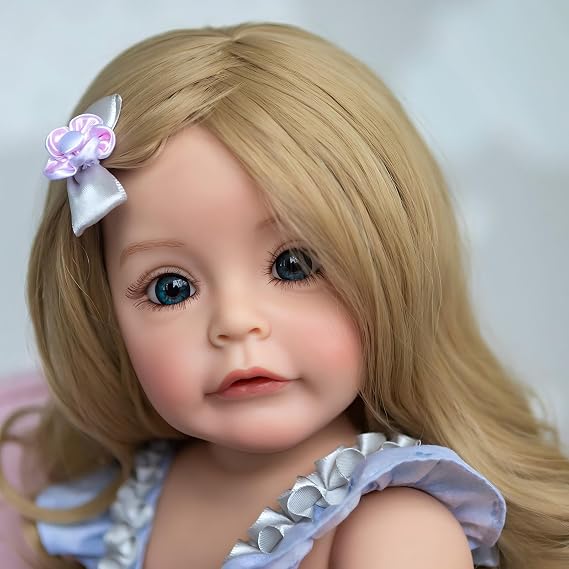 iCradle 22 inch Reborn Baby Dolls Girl Full Vinyl Baby Doll Blonde Hair Realistic Baby Doll Lifelike Newborn Dolls Kids Toy for Ages 3+