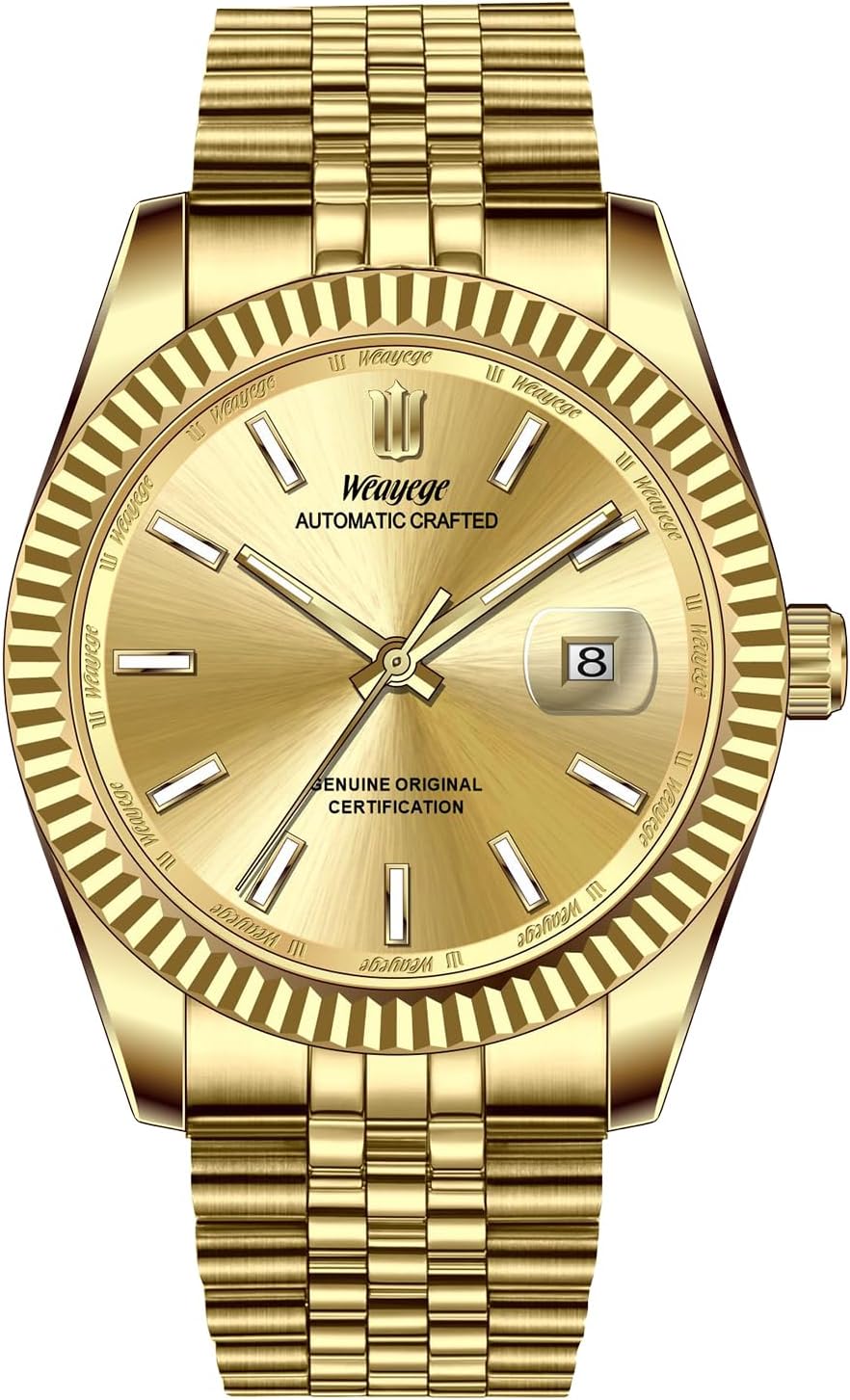 Men's Automatic Mechanical Watch,Simple Stainless Steel Luxury Business Waterproof Watch,with Date Display,Self-Winding