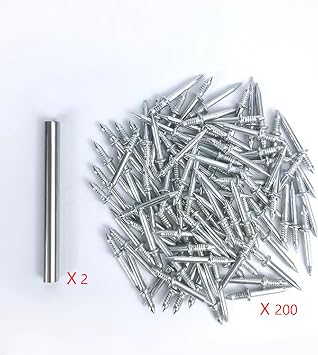 200pcs Double-Head Skirting Thread Seamless Nails with Bonus 2pcs Sleeve Tools, Double Headed Nails Non Marking Double Sided Nails, Invisible Security Screws for Wood Baseboards Double-Headed Nails.