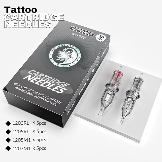 Tattoo Kit Wormhole Rotary Tattoo Practice Machine Kit for Beginners Tattoo Cartridge Needles Tattoo Machine Kit with Tattoo Inks Power Supply Tattoo Pen Kit WTK162