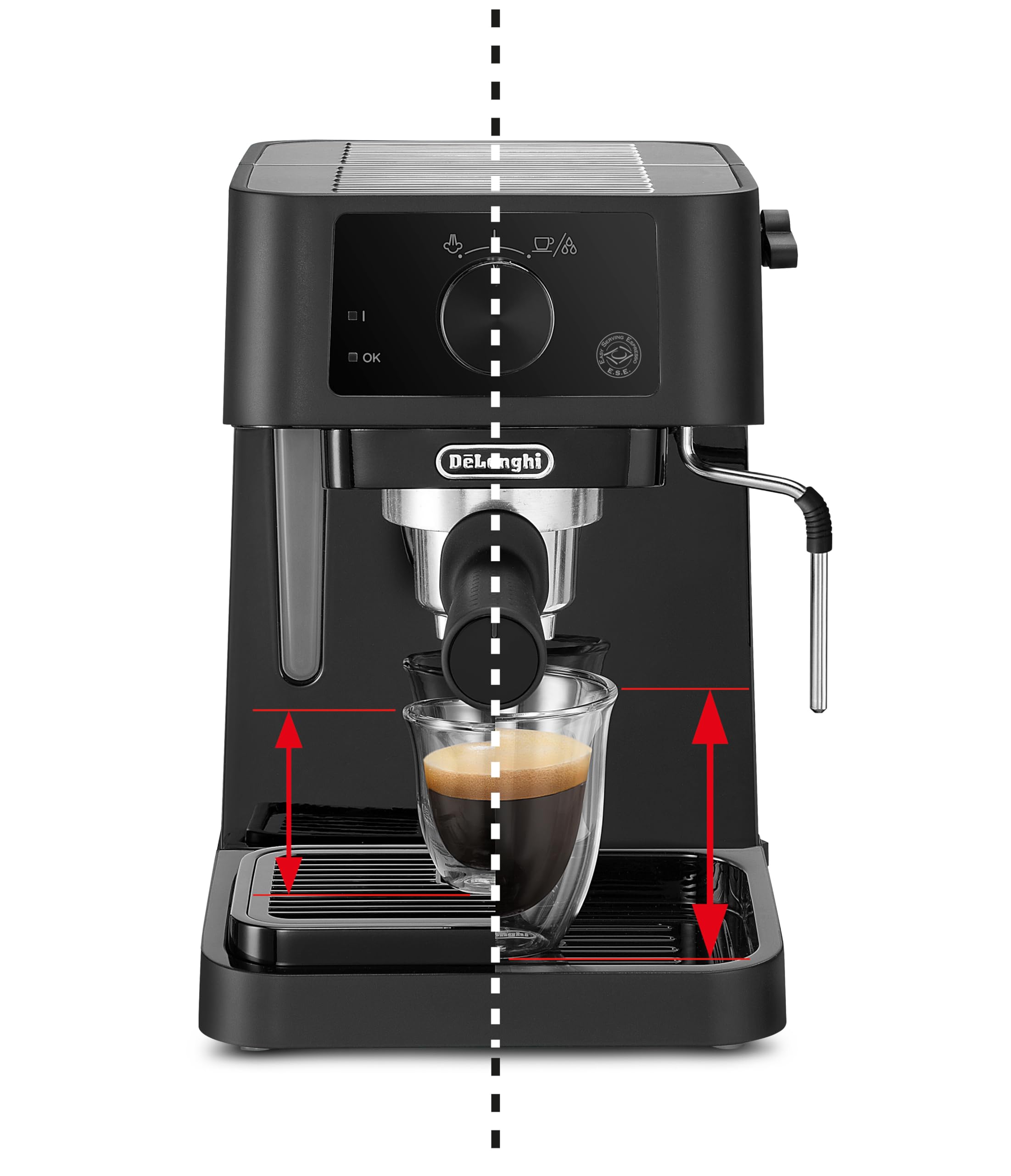 De'Longhi Stilosa EC235.BK Macchina manuale da Caffè Espresso e Cappuccino, Caffè in Polvere o in Cialde E.S.E., Montalatte classico per Cappuccini, serbatoio 1L, 1100W, Caldaia Acciaio Inox, Nero