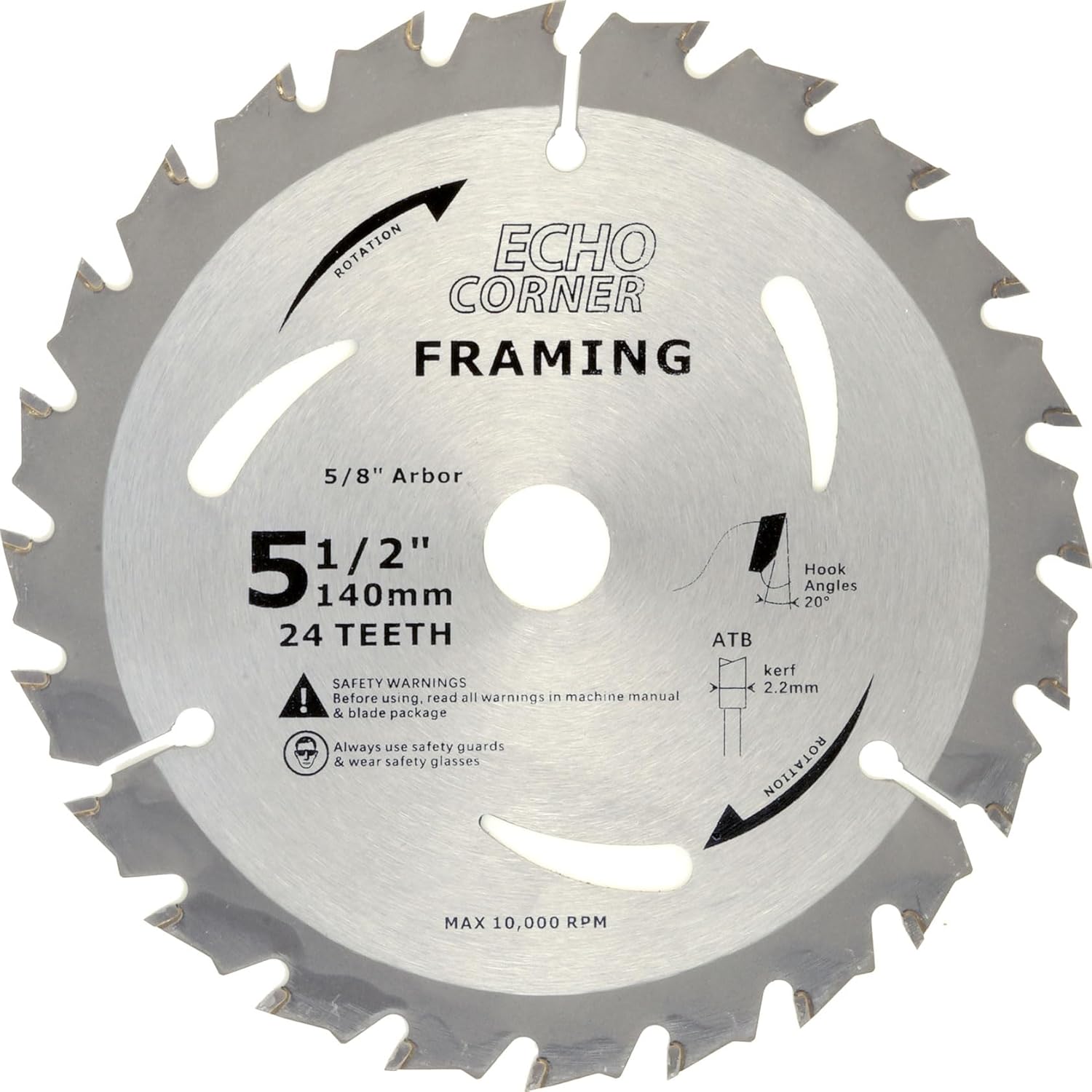 Close-up of the 24-tooth framing circular saw blade