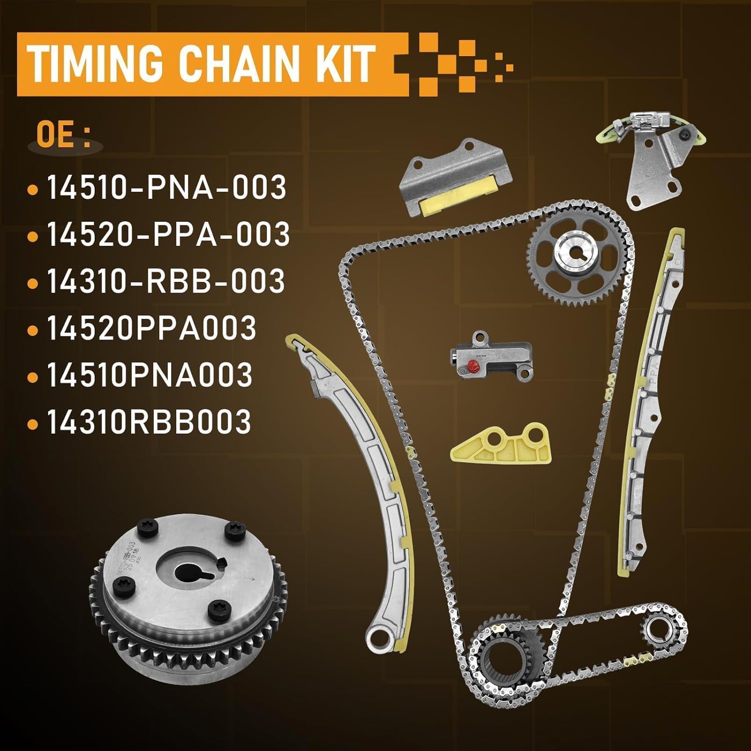 2.4 Timing Chain Kit for Honda CR-V 2003 2002-2006, Accord 2003-2007, Element 2009 2010 2.4L Engine K24A8 K24A4 K24A1 Timing Chain Set 2.4L with VVT Sprocket