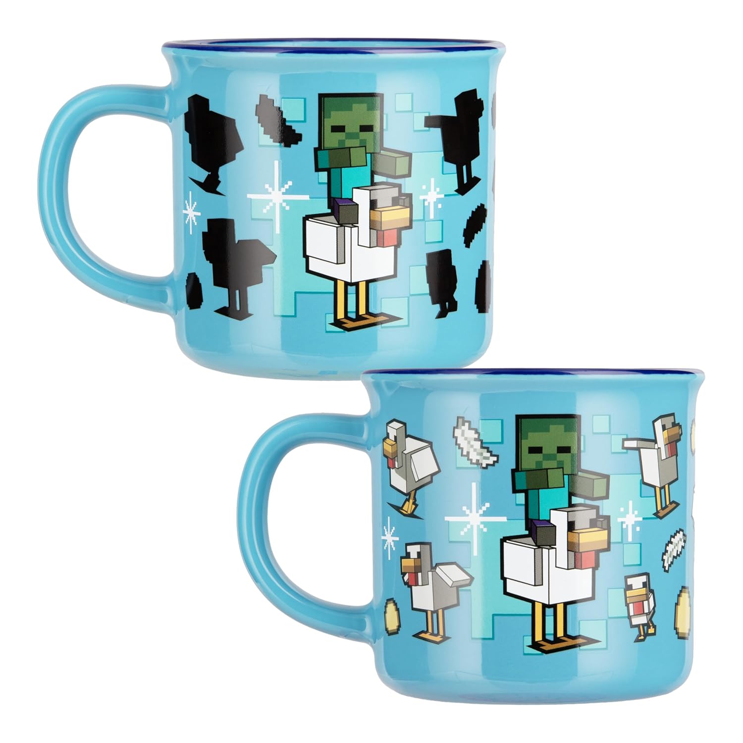 Paladone Minecraft Chicken Jockey Heat Change Mug, 350ml Ceramic, Heat‑Reactive Design Reveals Iconic Scene, Officially Licensed