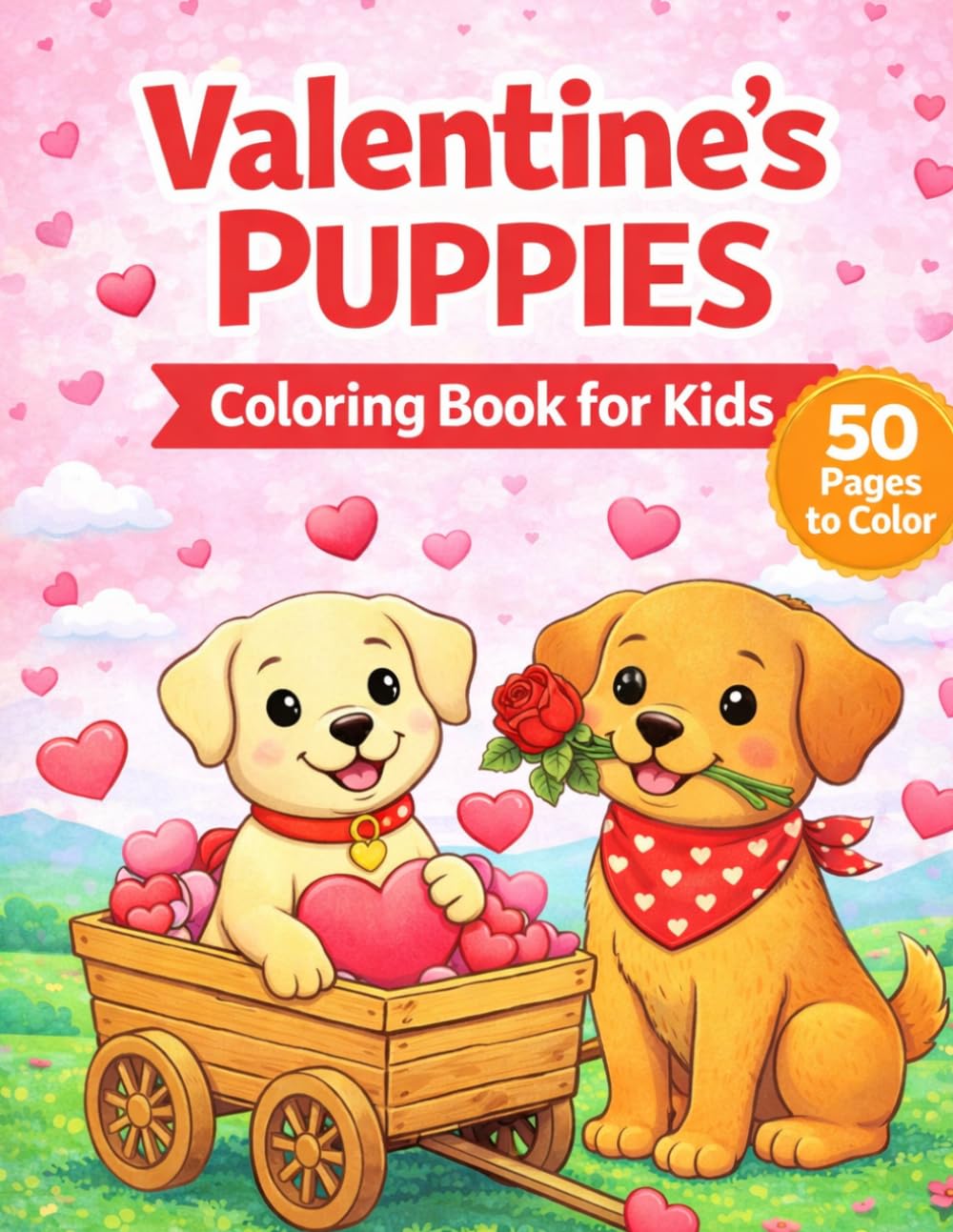 Valentine’s Puppies Coloring Book: 50 Adorable Puppy Coloring Pages Filled with Hearts, Love, and Valentine Fun for Kids Ages 4–8