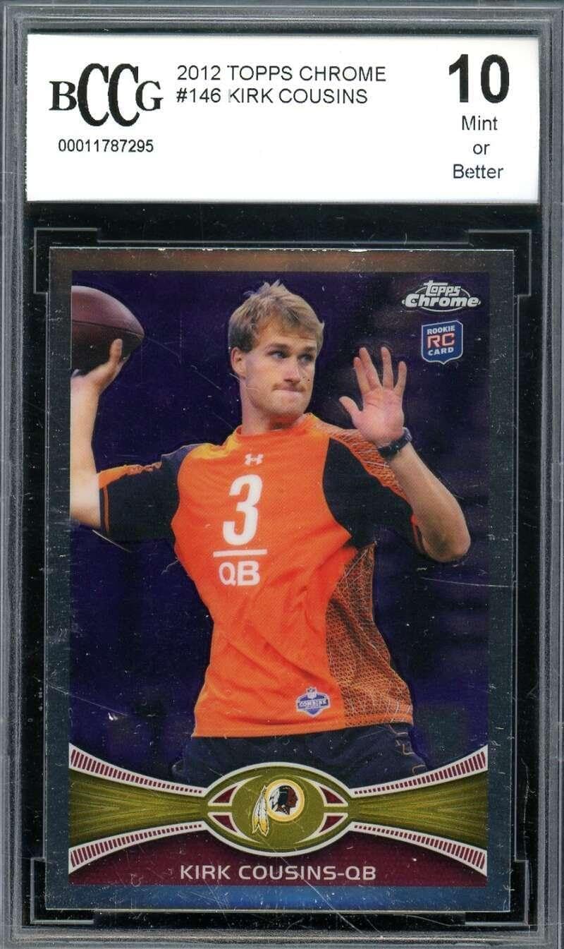 Kirk Cousins Rookie Card 2012 Topps Chrome #146 BGS BCCG 10 - Unsigned Football Cards