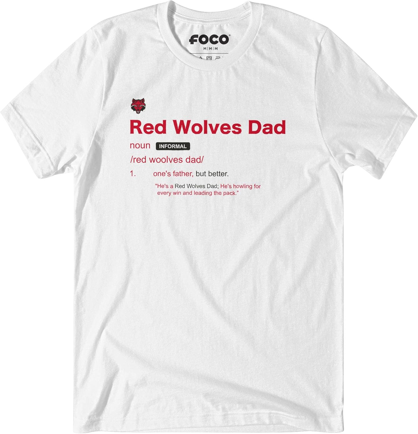 FOCO NCAA Mens NCAA College Dad Definition Team Logo T-Shirt