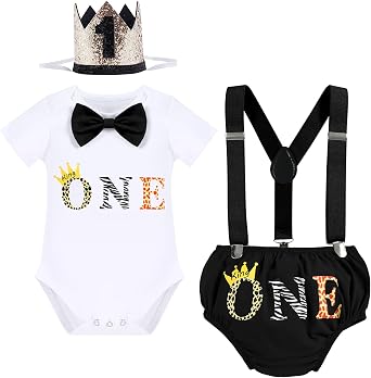 ODASDO Baby Boy Jungle Safari Theme 1st 2nd Birthday Cake Smash Outfit Romper T-shirt Shorts Suspenders Headband Set
