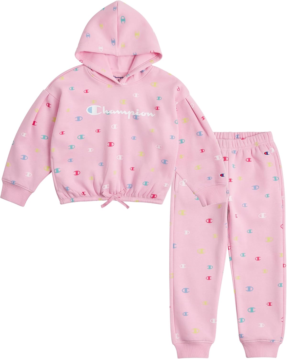 Champion Girls Hoodie and Sweatpant Set for Kids Athletic Fleece Sweatsuit