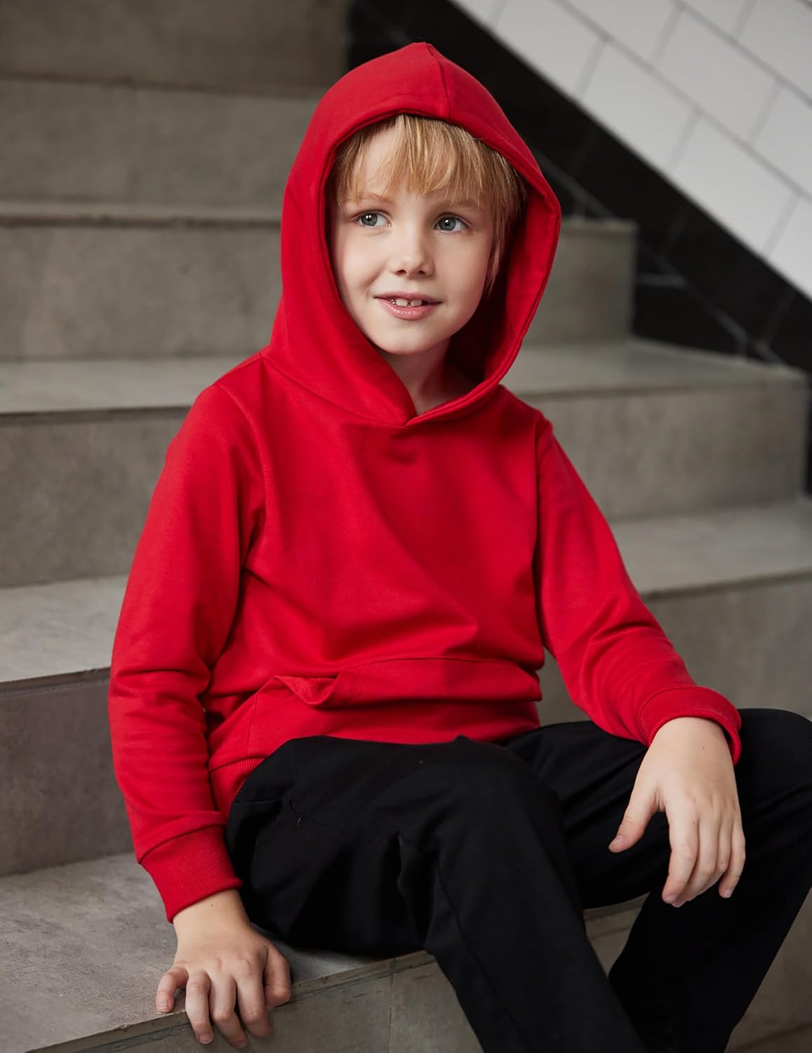 Arshiner Unisex Kids Soft Pullover Hooded Sweatshirt with Pocket Basic Hoodies Sportswear Age 4-13 Years - Image 5