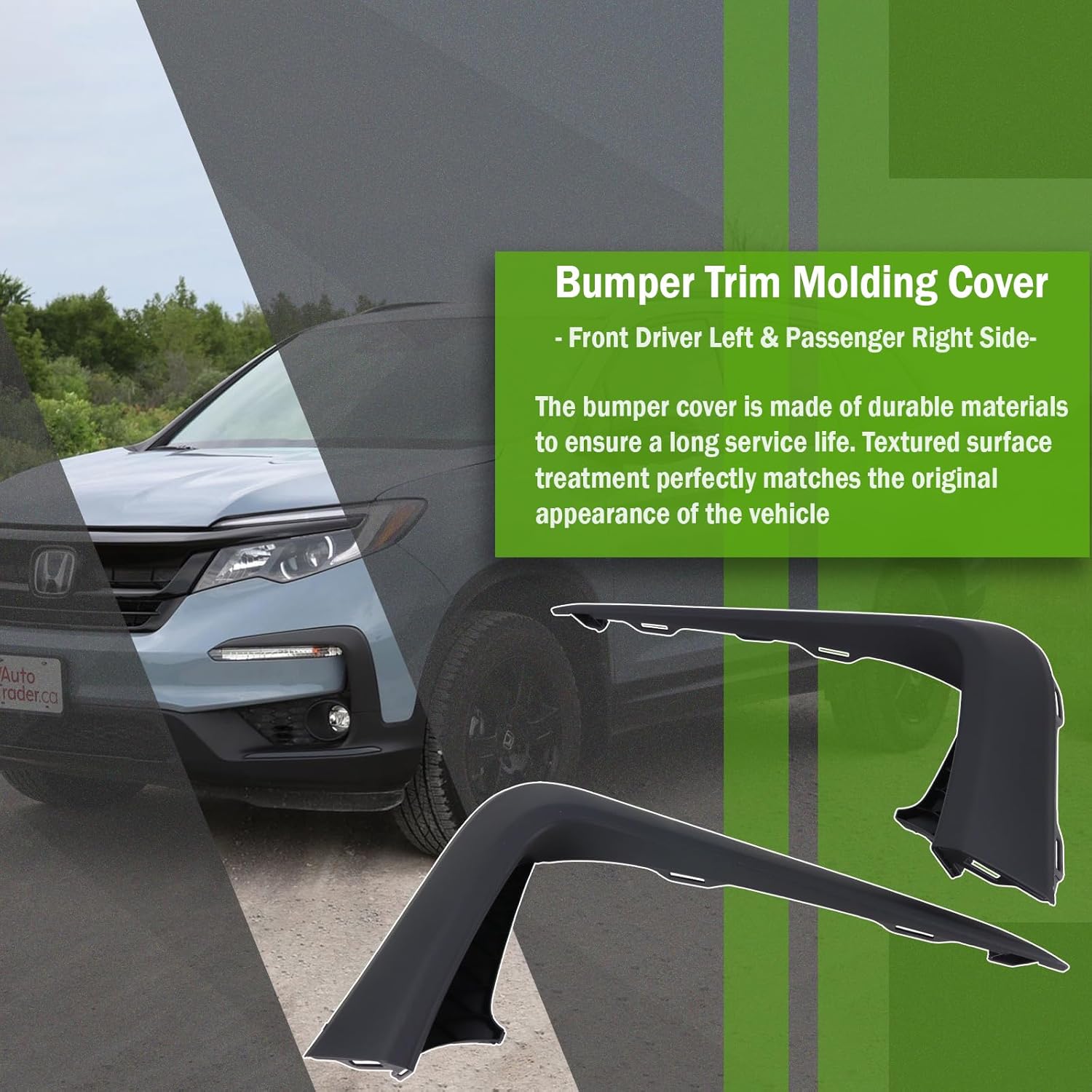 Bumper Trim Molding Cover - Front Driver Left & Passenger Right Side - Fits for 2019-2022 Honda Pilot Replaces 71103TG7A50 & 71108TG7A50